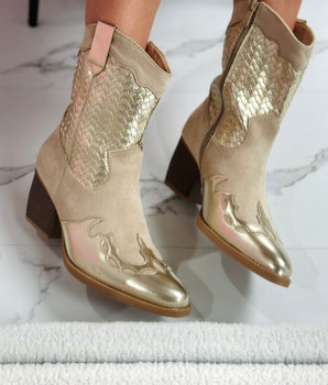Woven Gold Cowboy Boots