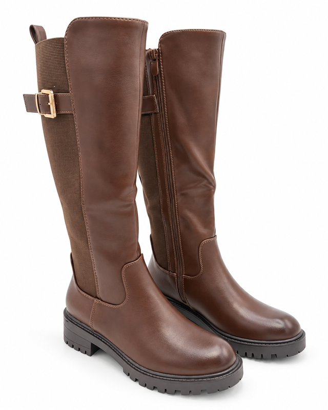 Elin Stretch High Boots - Brown