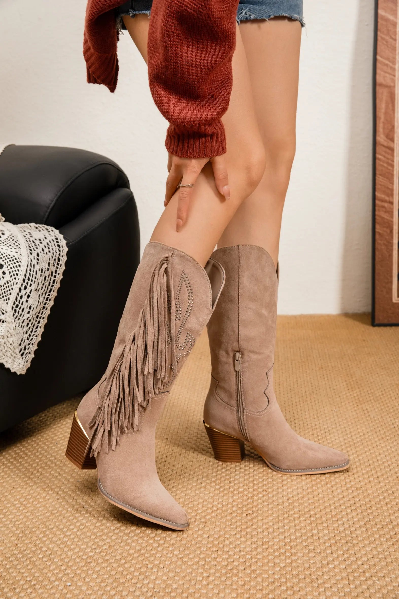 Carla Fringle Taupe Boots