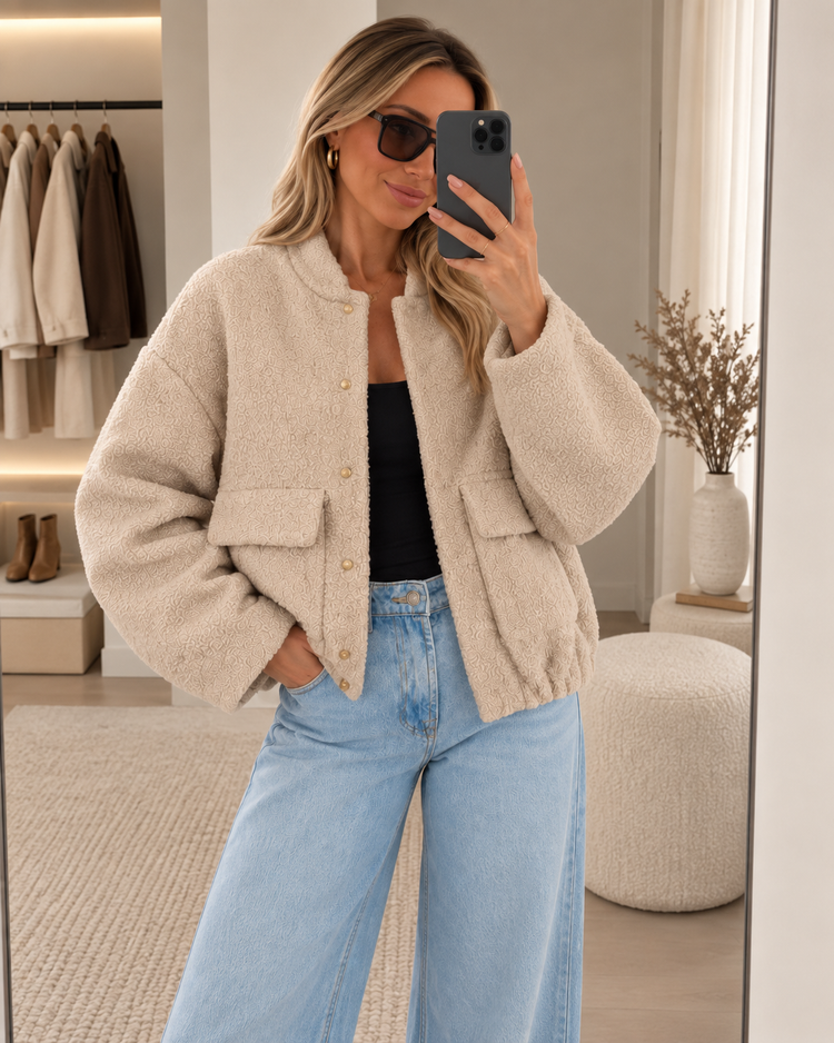 Cozy Bomberjacket in Beige – foto 2
