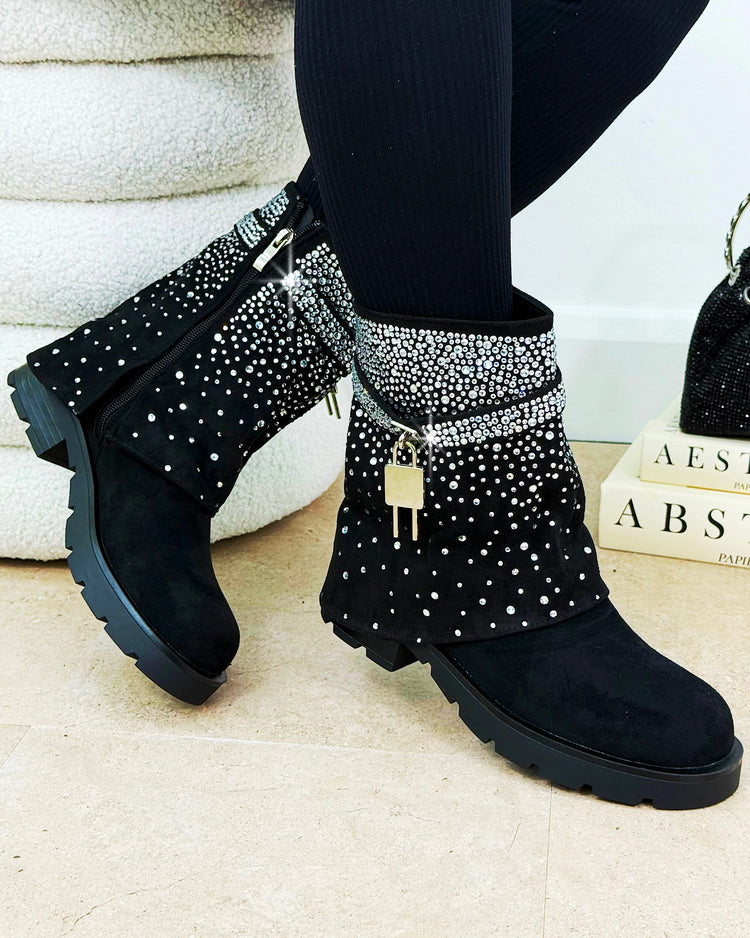 Sparkle Lock Black Boots