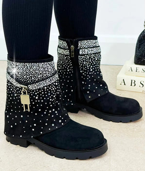 Sparkle Lock Black Boots