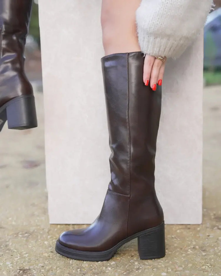 Maud PU High Boots in bruin - foto 2