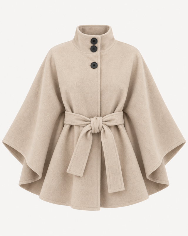Poncho Chaira in Beige – packshot voorkant
