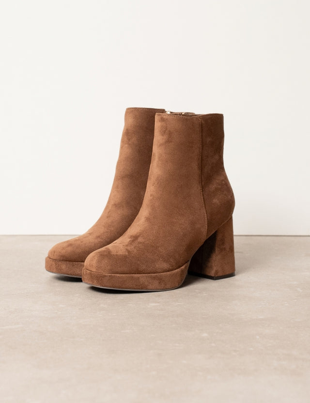 Rina Heel Boot Mocha - para zamszowych botków na obcasie klockowym