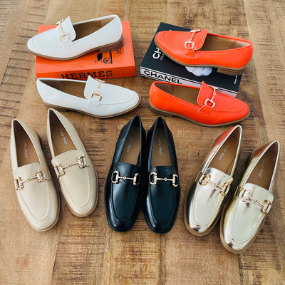 Lara Orange Loafers