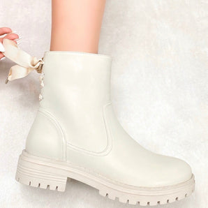 Bow Beige Boots
