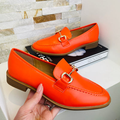 Lara Orange Loafers